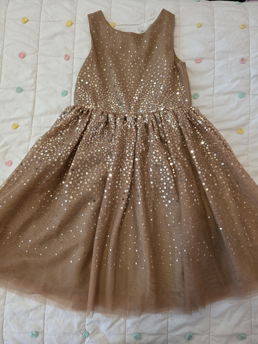 H&M Girls Sequin Party Dress in Light Brown